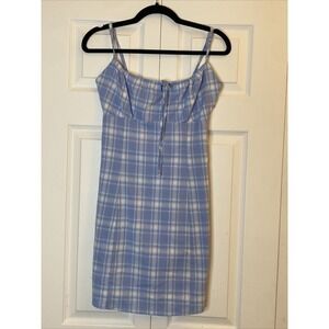 brandy melville blue plaid dress Melville Arianna Dress Brandy Melville Blue Plaid Dress John Galt Women's  Babydoll Dress Pink/White One Size  Brandy Melville JOHN GALT Pink Plaid  Babydoll 